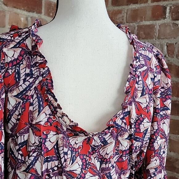 Happy X Nature Kate Hudson Phoenix Butterfly Ruffled Red Mini Dress XXS - Picture 8 of 15